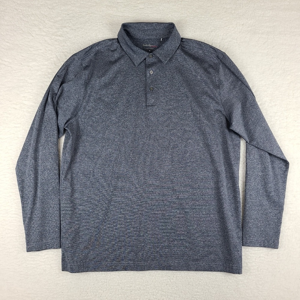 Walter Hagen Polo Shirt Mens XL Blue Striped‎ Performance Essentials Golf